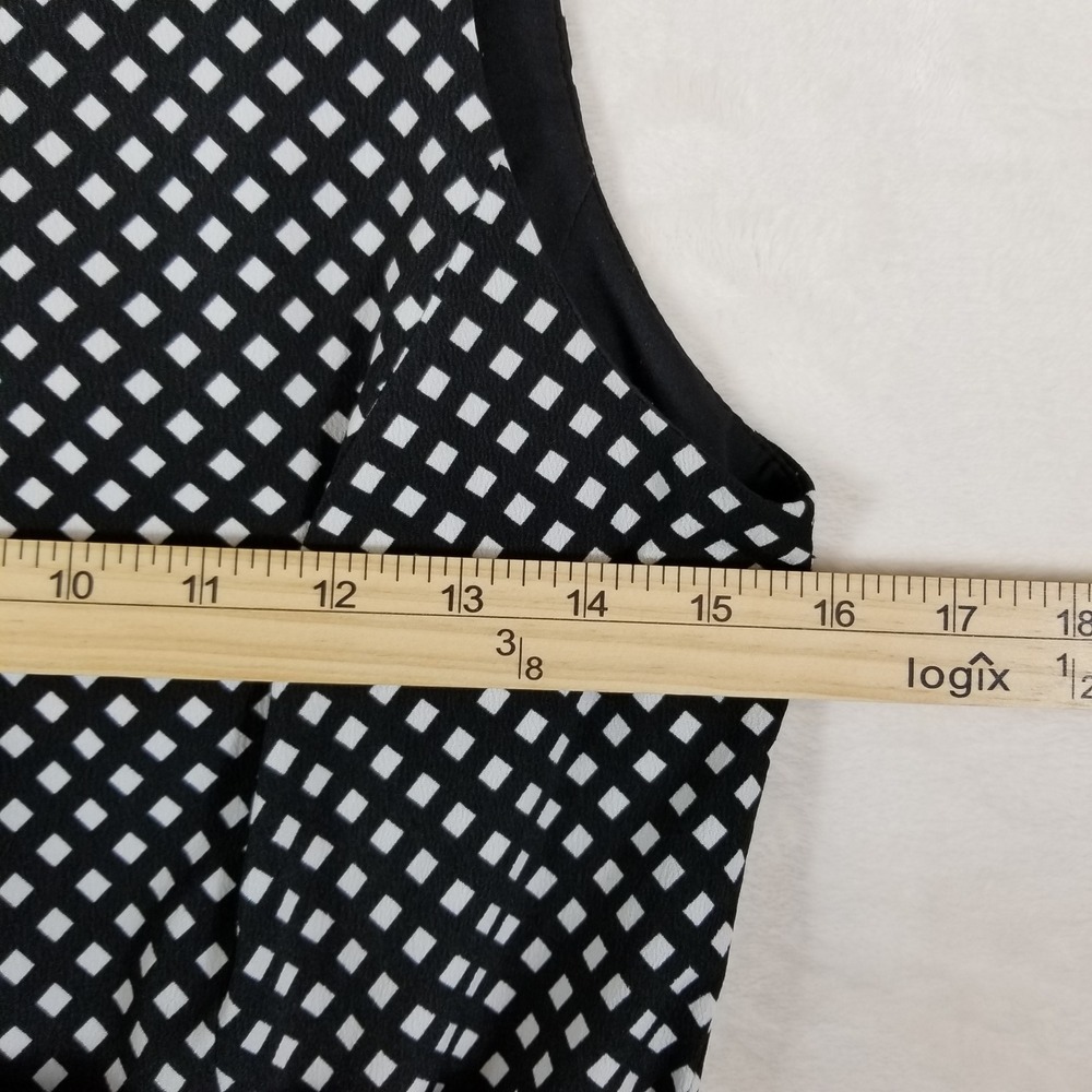 Lauren Ralph Lauren Black White Diamond Print Faux Wrap Ruffle Sheath Dress 6 - Picture 5 of 7